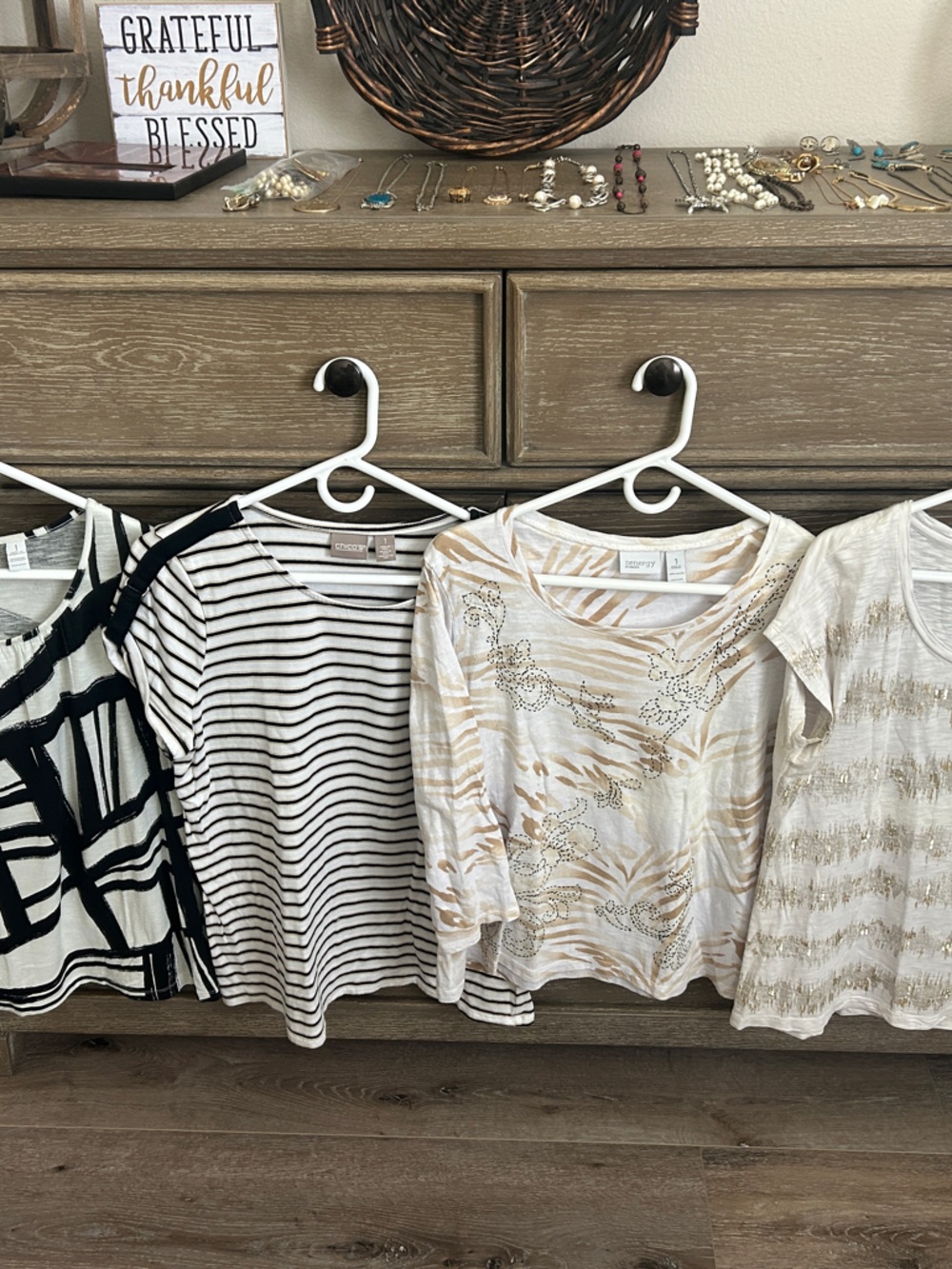 Chico's Black, White & Cream Mixed Patterned Tops Set